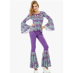 Hauntlook Disco Diva Women’s Halloween Costume Funky Foxy Adult Hippie Outfit XL